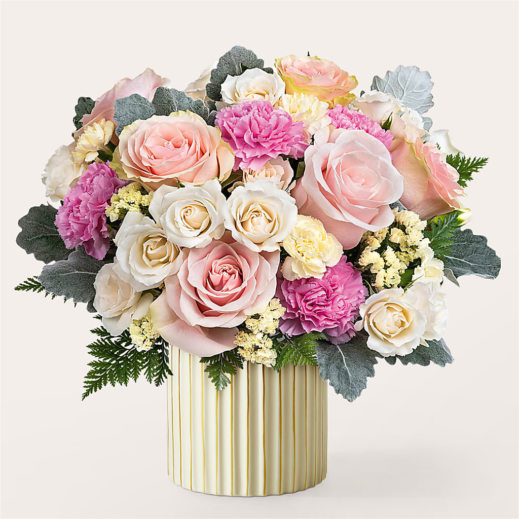 Blissful Moments Bouquet with Ivory Vase – Grayson Florist And Gifts, Independence VA