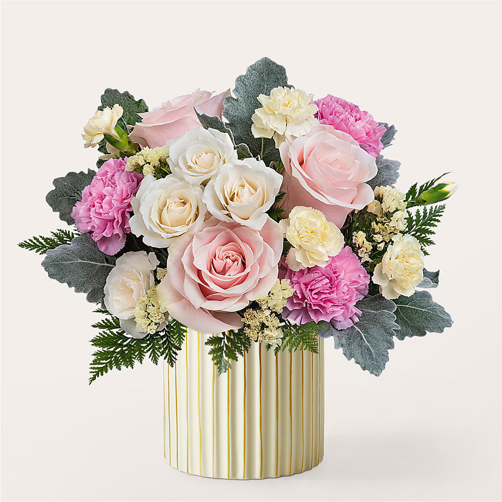 Blissful Moments Bouquet with Ivory Vase – Grayson Florist And Gifts, Independence VA