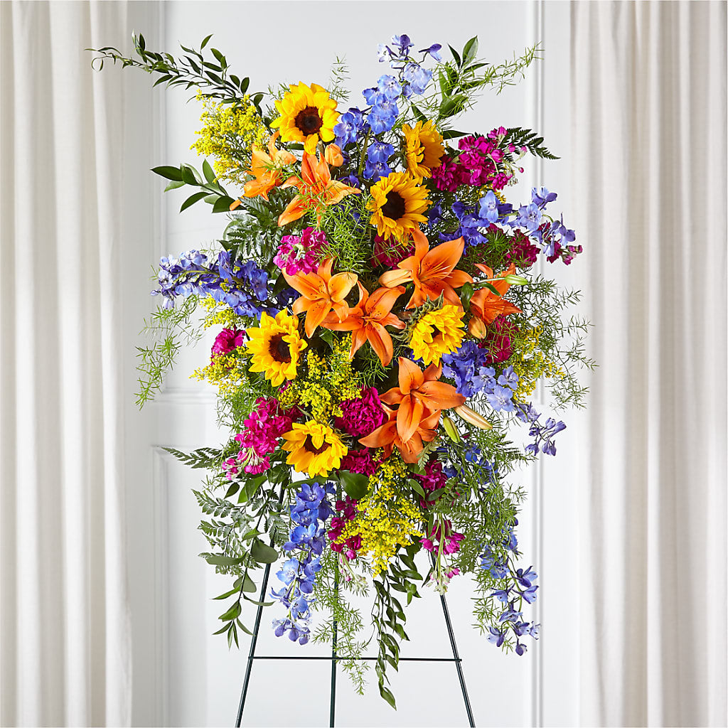Sunlit Memories Standing Spray (Standard) – Grayson Florist And Gifts, Independence VA