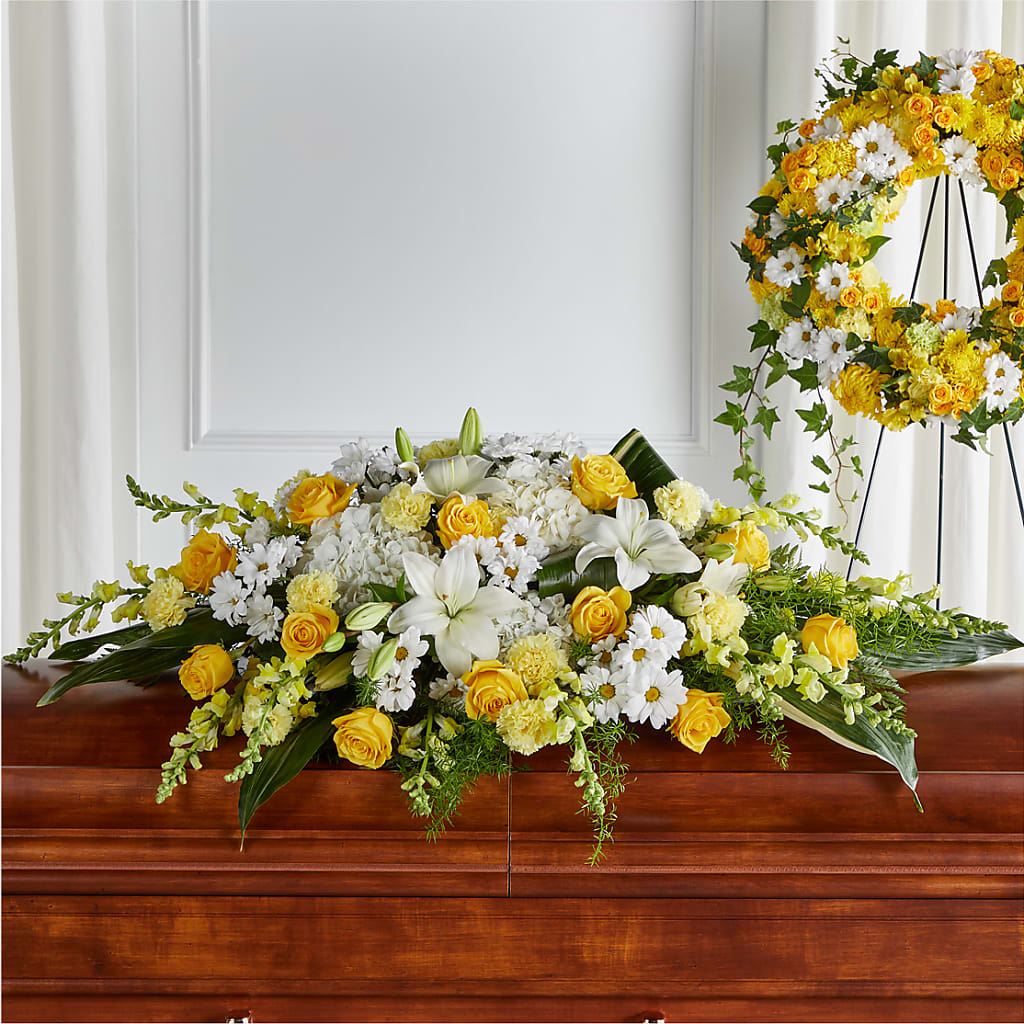 Golden Harmony Casket Spray – Grayson Florist And Gifts, Independence VA