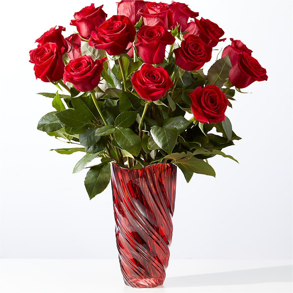 Classic Love Red Rose Bouquet with Luxe Swirl Vase – Grayson Florist And Gifts, Independence VA