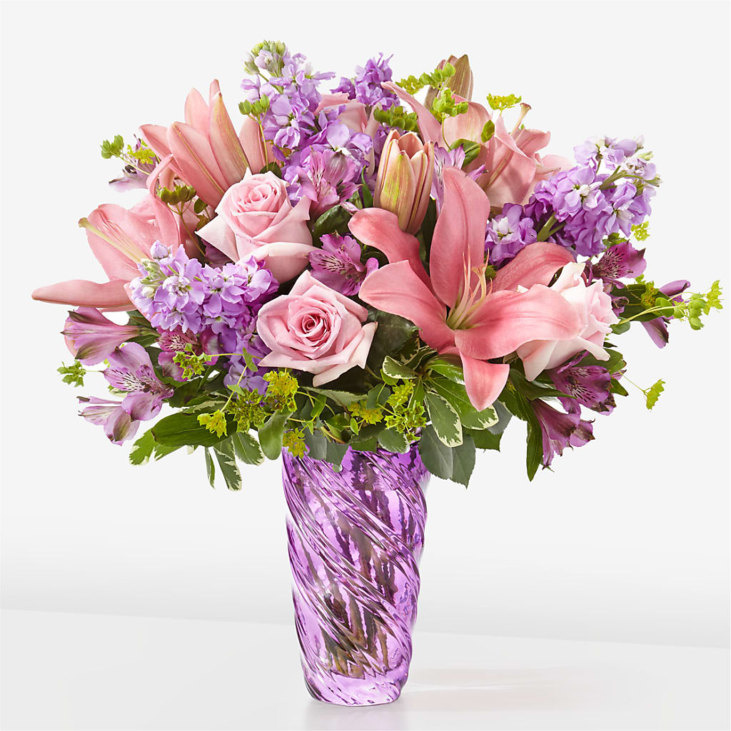 Precious Petals Bouquet with Luxe Swirl Vase – Grayson Florist And Gifts, Independence VA