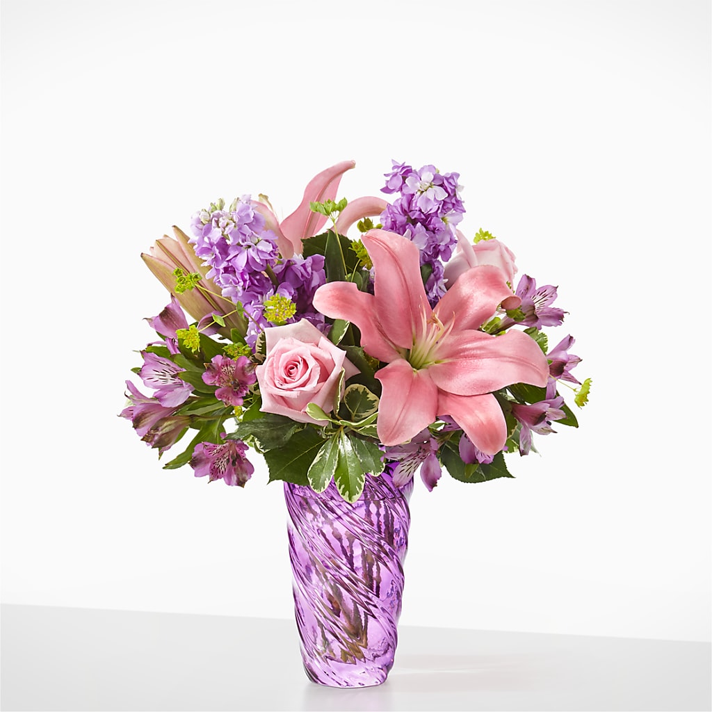 Precious Petals Bouquet with Luxe Swirl Vase – Grayson Florist And Gifts, Independence VA
